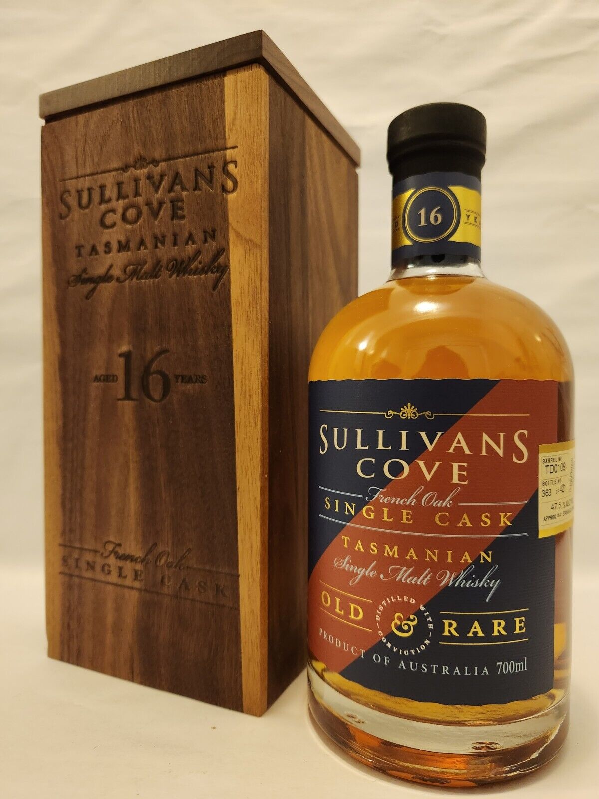 Sullivans Cove Single Cask French Oak 16yo Old Rare Single Malt Whisky TD0109